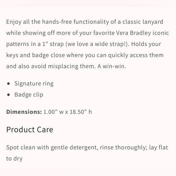 BNWT VERA BRADLEY WIDE LANYARD BEDFORD BLOOMS BLACK & WHITE PRINT HOLDER - Picture 6 of 6